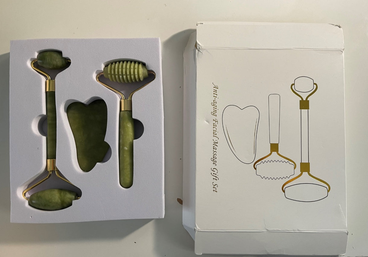 Jade Gesichtsroller Set – 3-in-1 Gesichtsmassagegeräte