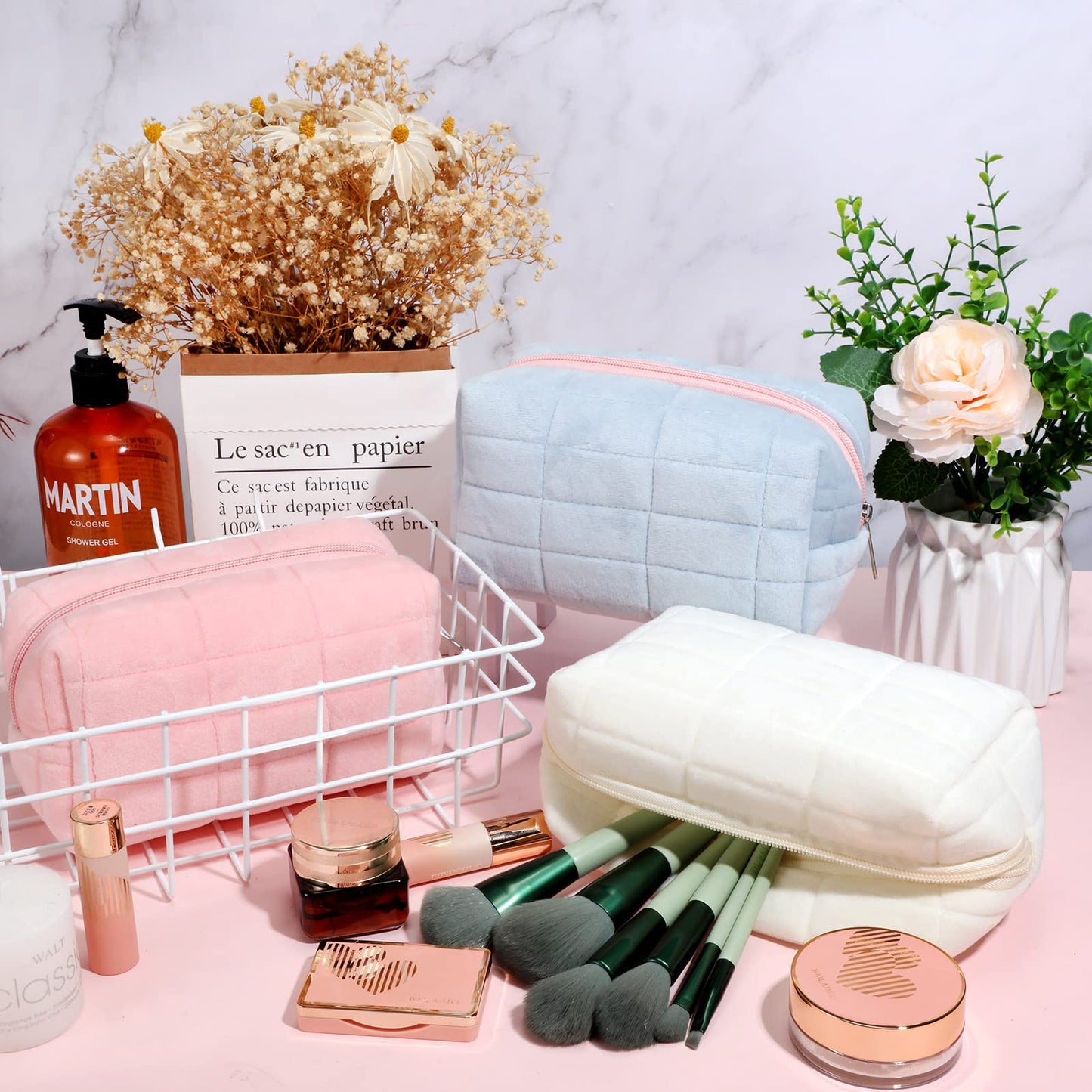 Plüsch Kosmetiktasche kariert